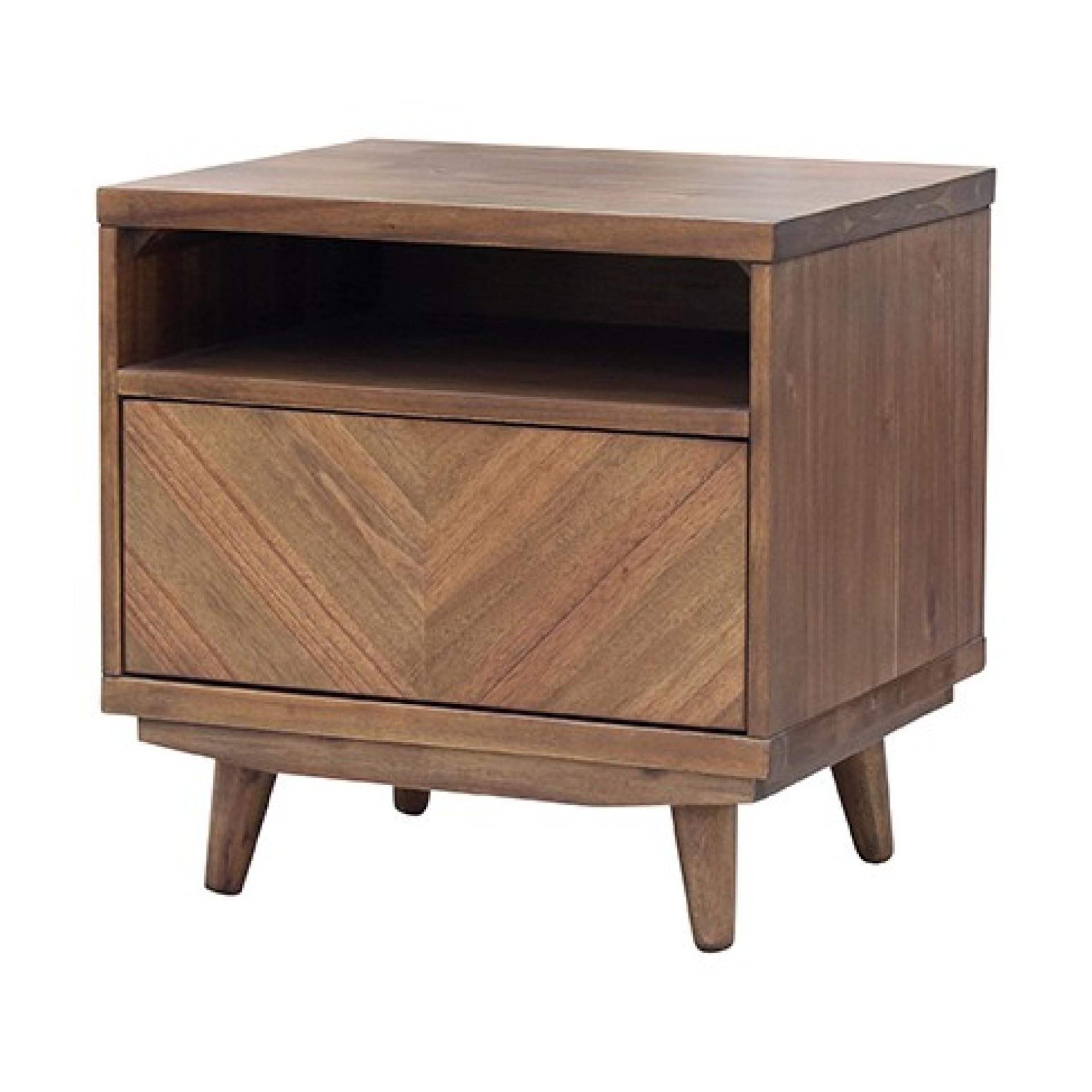 New Pacific Direct Piero Chevron Night Stand, One Size, Brown